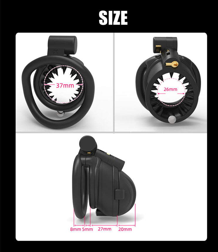 2023 NEW Spiked Resin Chastity Cage Set with Removable Cap - Black - KeepMeLocked