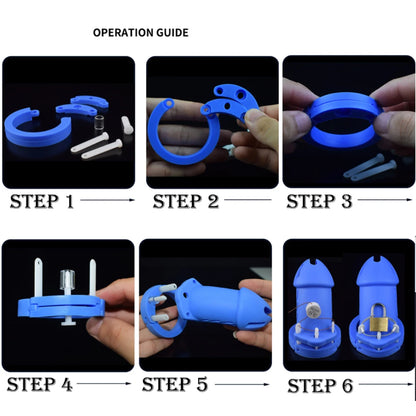 New Soft Silicone Chastity Cage with 5 Rings - KeepMeLocked