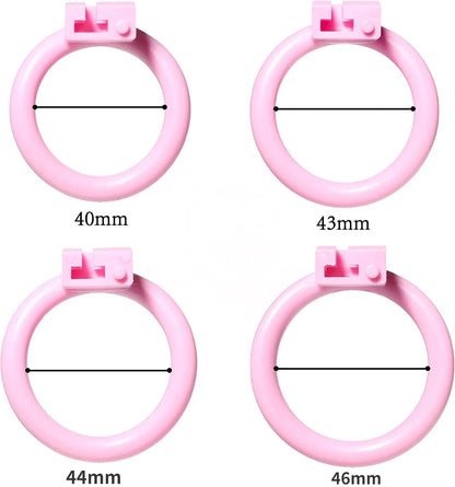 Sissy Pussy Shaped Pink Chastity Cage Set with 4 Rings - KeepMeLocked