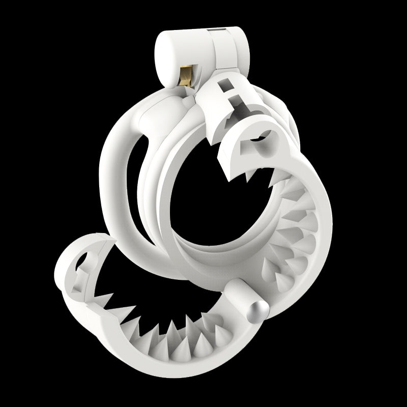 2023 NEW Spiked Resin Chastity Cage Set with Removable Cap - White - KeepMeLocked