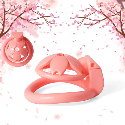 Small Flat Lightweight 3D Printed Sakura Resin Chastity Cage - KeepMeLocked