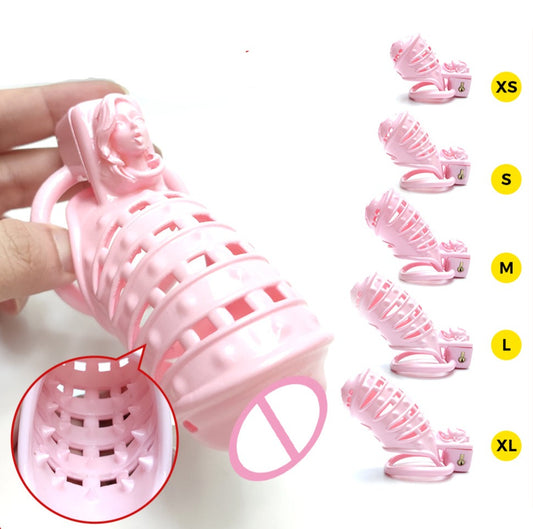 Pink Spiked BDSM Cock Cage Sissy Chastity Devices - KeepMeLocked