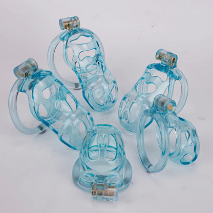 3D Printed Ice Blue Cobra Chastity Cage Lightweight Resin Cock Cage - KeepMeLocked