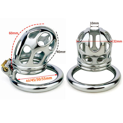 Stainless steel cobra chastity cage for men with breathable holes anti-masturbation - KeepMeLocked