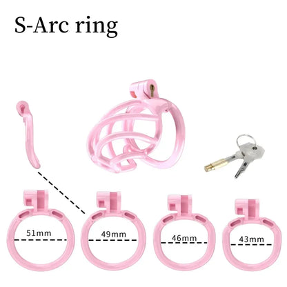 2023 New Cobra Spiral Pink Chastity Cage Set with 4  Penis Rings - KeepMeLocked