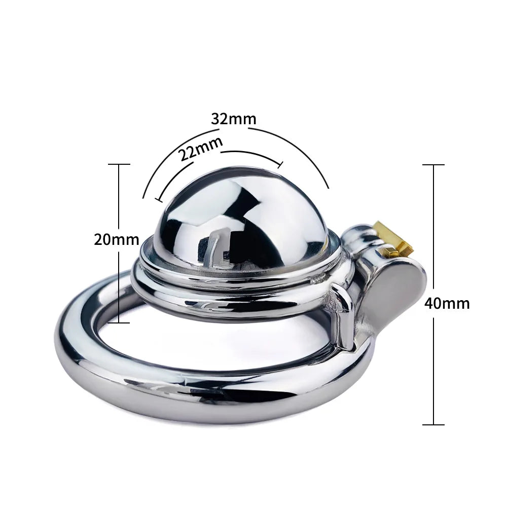 Stainless Steel Micro Chastity Cage With Urethral Pussy Hole - KeepMeLocked