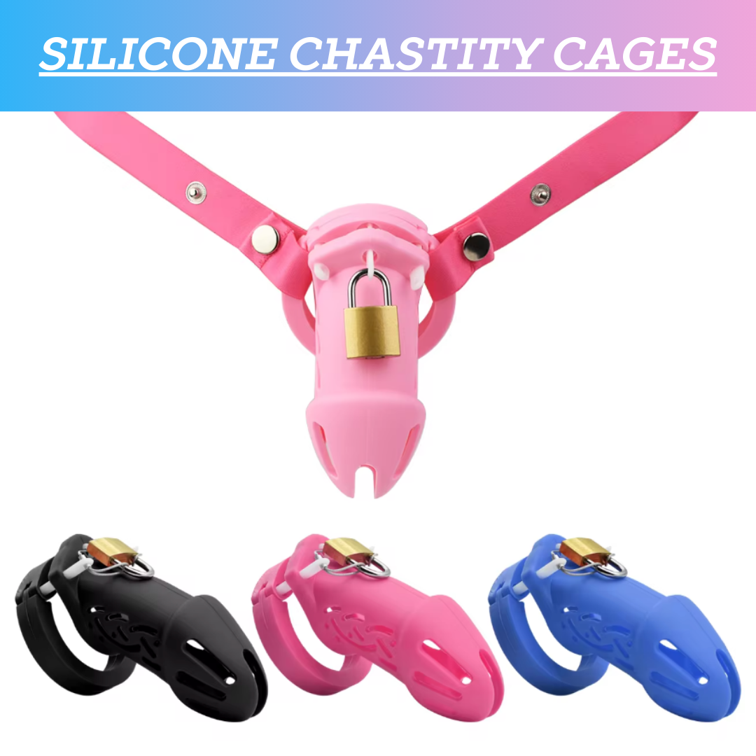 Comfortable Soft Long Silicone Chastity Cage with Elastic Nylon Belt