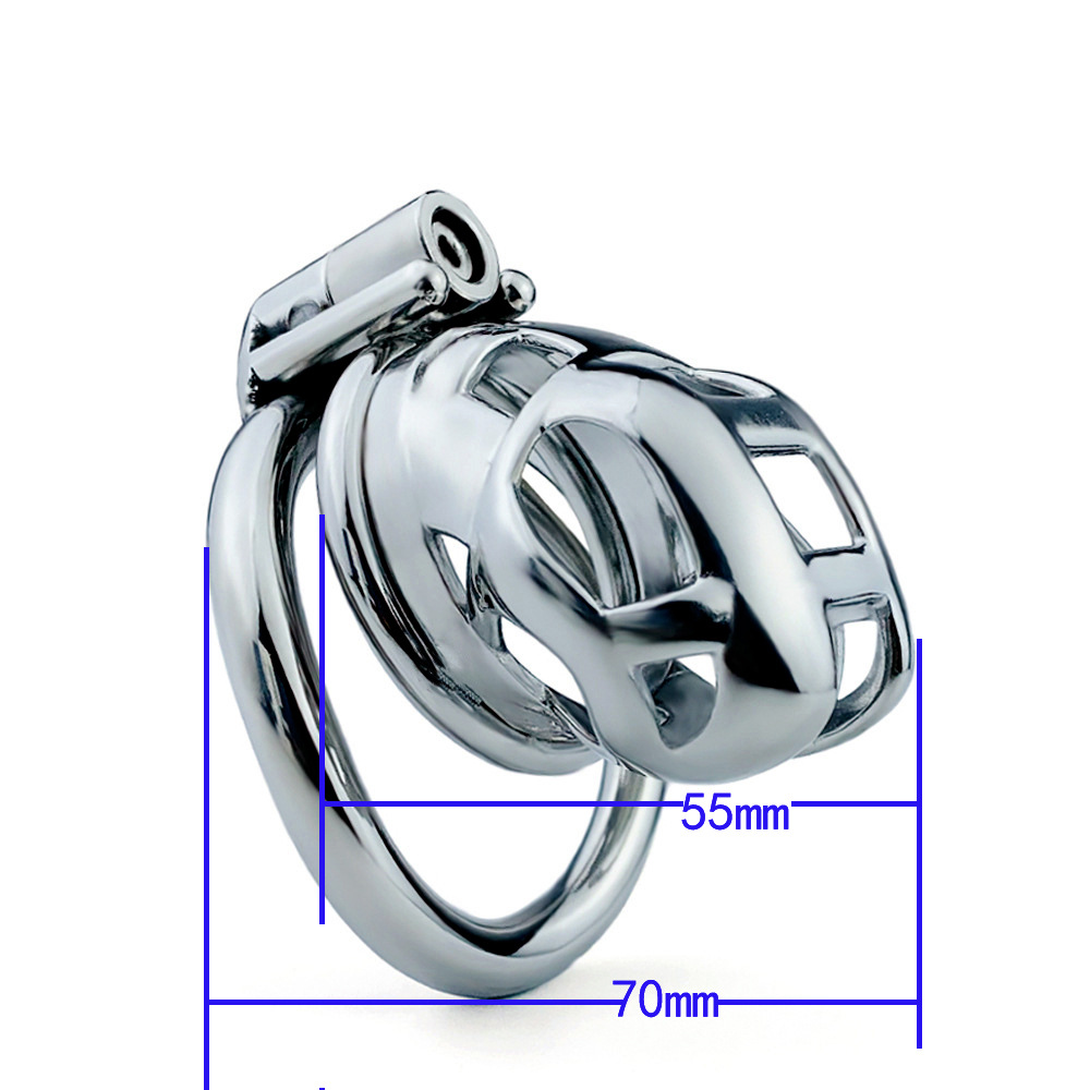 Small/Micro Metal Cobra Chastity Cage with Anti-Drop Ring and PU Strap