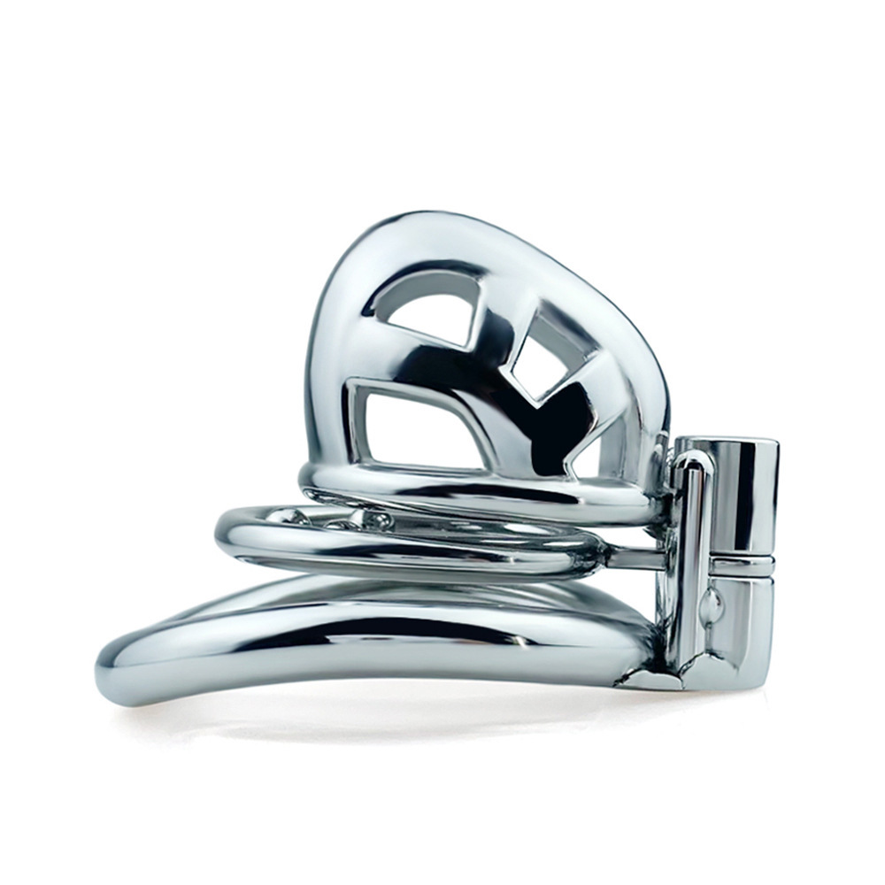 Small/Micro Metal Cobra Chastity Cage with Anti-Drop Ring and PU Strap