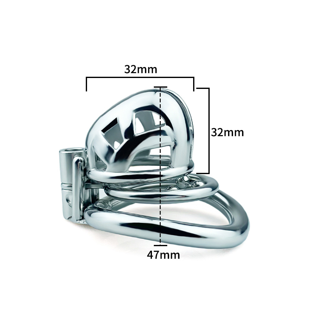 Small/Micro Metal Cobra Chastity Cage with Anti-Drop Ring and PU Strap