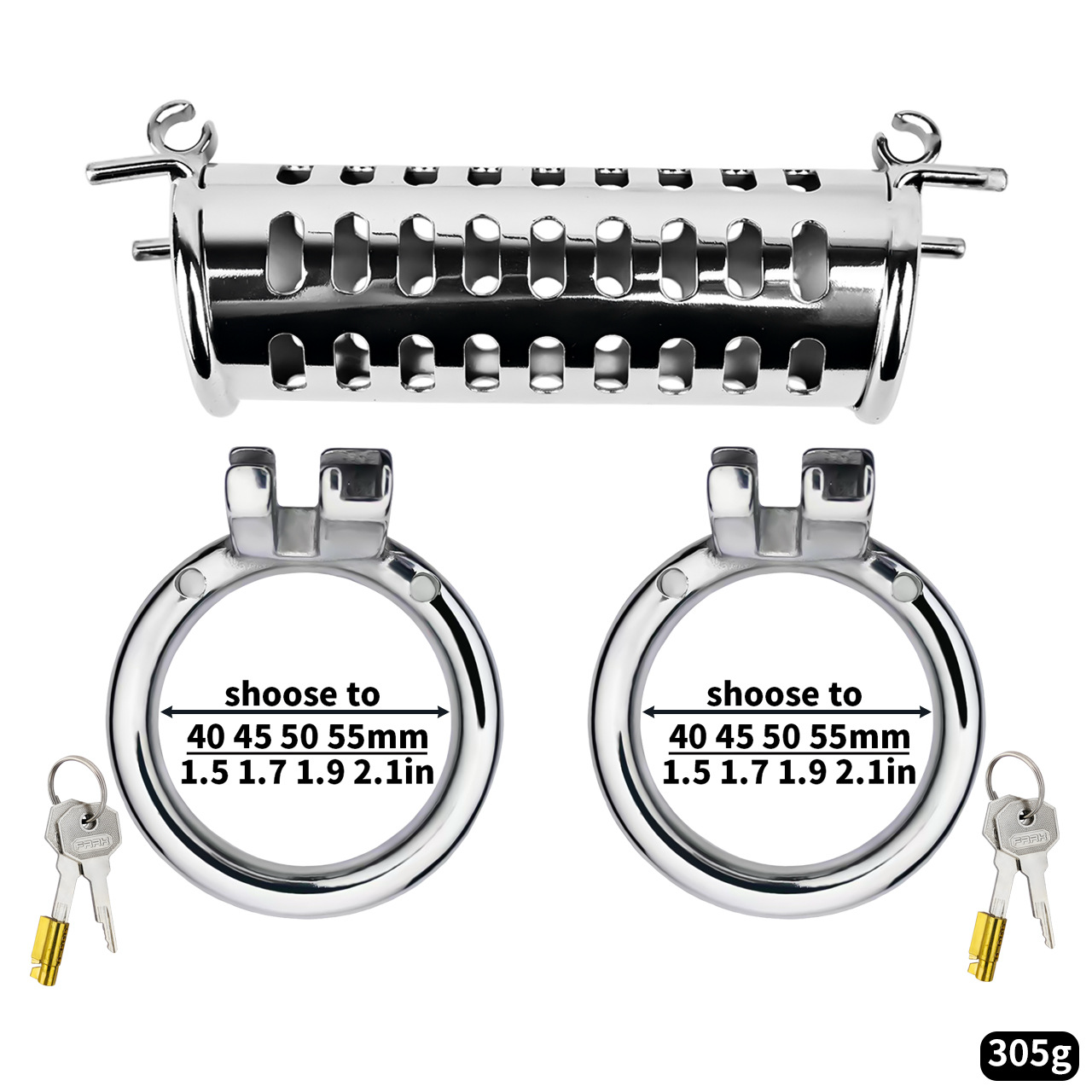 Stainless Steel Dual Cock Cage for Gay Couples’ BDSM Play Chastity Training Tool