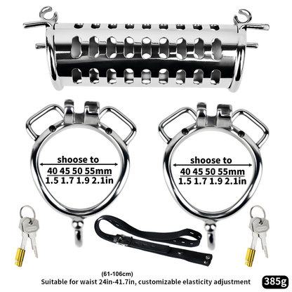 Stainless Steel Dual Cock Cage for Gay Couples’ BDSM Play Chastity Training Tool