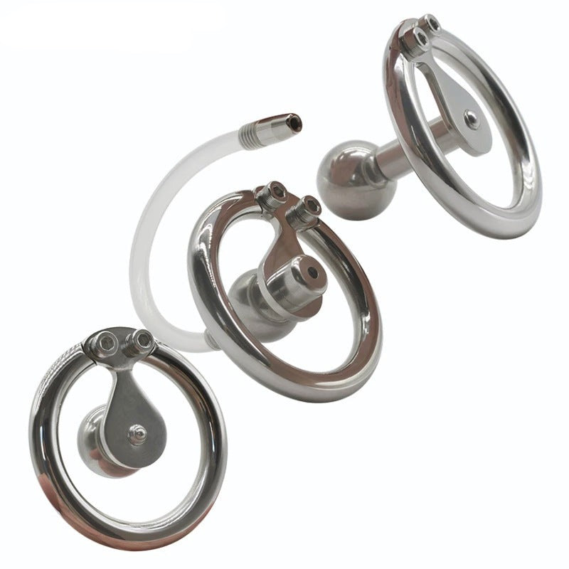 The Smallest Inverted Chastity Cage with PU Belt and Silicone Urethral Catheter Negative Cock Cage For Men