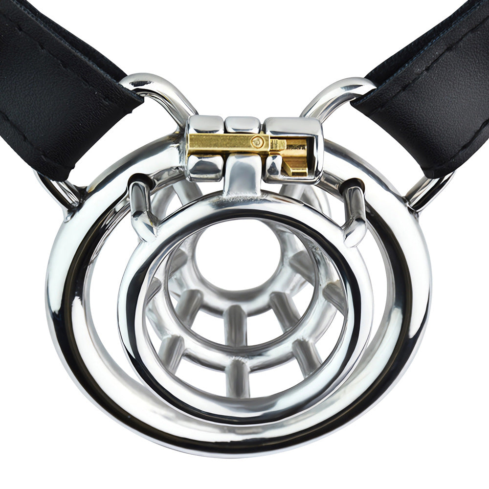 Tiny Negative Chastity Cage with Adjustable PU Strap Chastity Belt