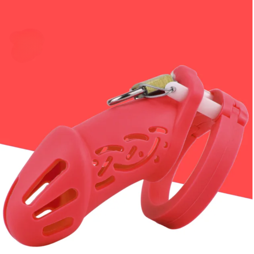 New Soft Silicone Chastity Cage with 5 Rings - KeepMeLocked