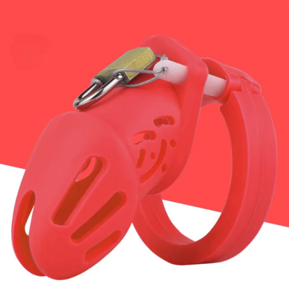 New Soft Silicone Chastity Cage with 5 Rings - KeepMeLocked