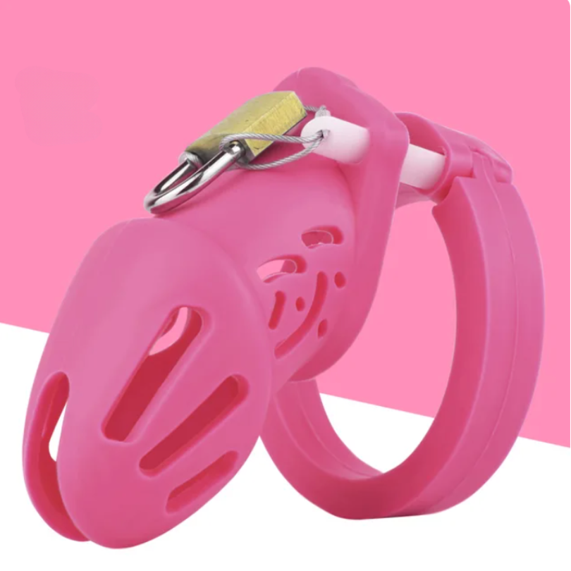 New Soft Silicone Chastity Cage with 5 Rings - KeepMeLocked