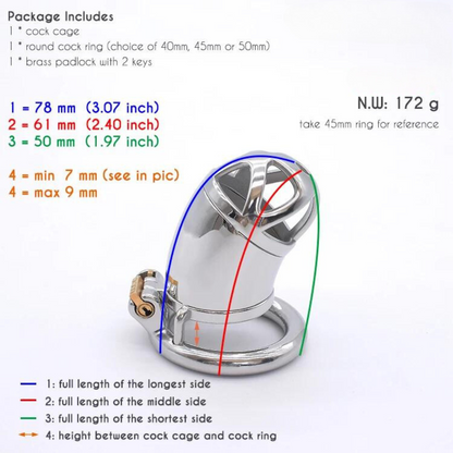 Stainless Steel Chastity Cage with Silicone Catheter - KeepMeLocked