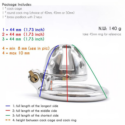 Ultra Small Metal Chastity Cage Device in 3 Sizes with PU Strap