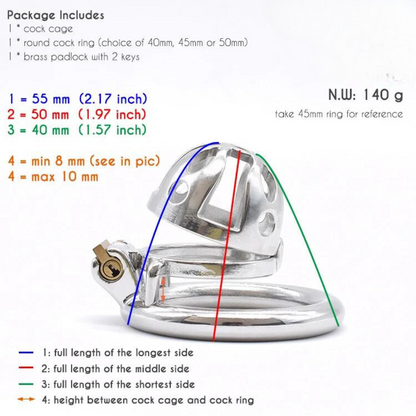 Ultra Small Metal Chastity Cage Device in 3 Sizes with PU Strap