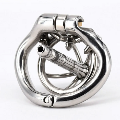 Spiked Chastity Cage in Stainless Steel with Urethral Stretcher Dilator - KeepMeLocked