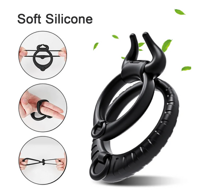 Soft Silicone Chastity Cage Penis Rings For Men - KeepMeLocked