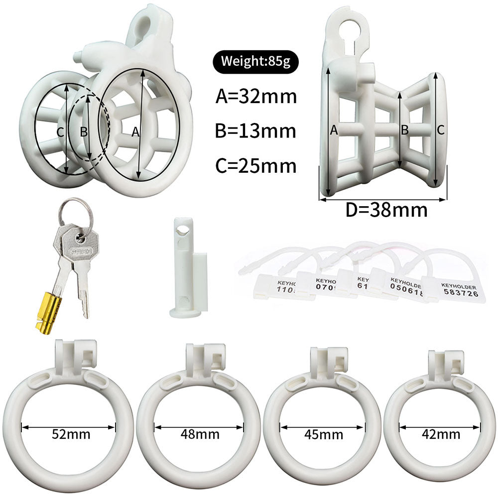 White Resin Inverted Negative Chastity Cage Breathable Lightweight Male Chastity Device