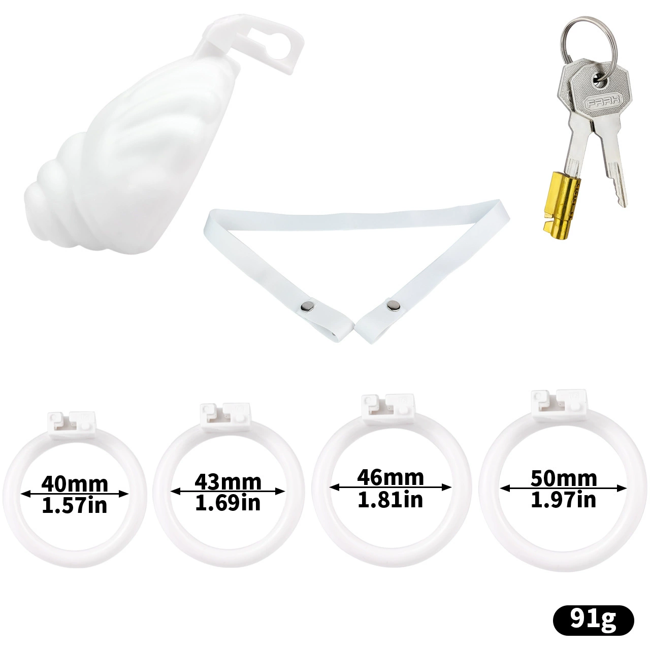 ABS Resin Shell Chastity Cage with Strap and 4 Rings Small Tiny Penis Lock for Men and Sissy