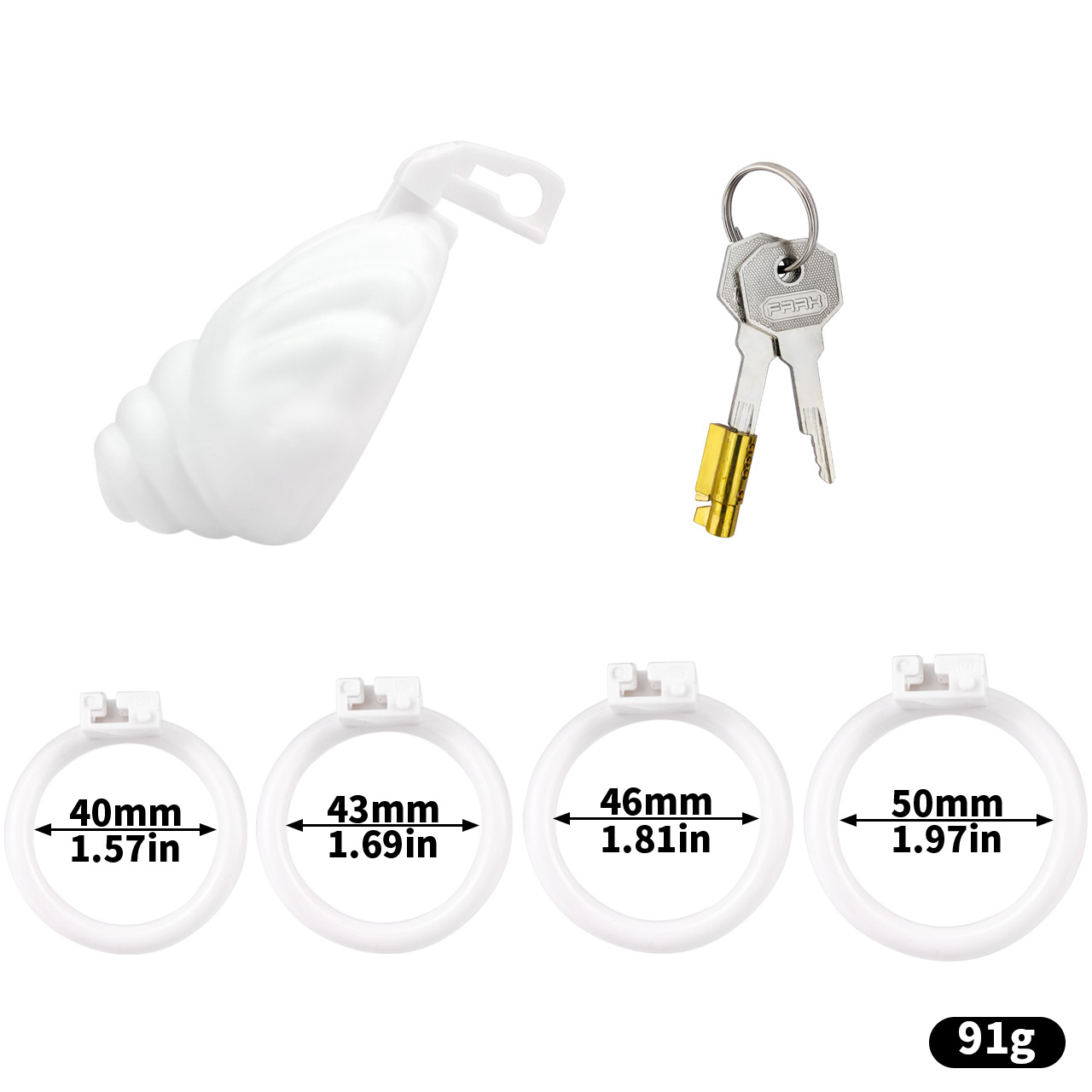 ABS Resin Shell Chastity Cage with Strap and 4 Rings Small Tiny Penis Lock for Men and Sissy