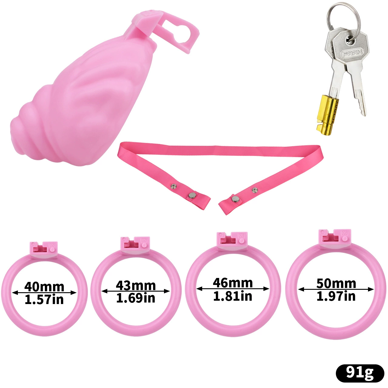 ABS Resin Shell Chastity Cage with Strap and 4 Rings Small Tiny Penis Lock for Men and Sissy