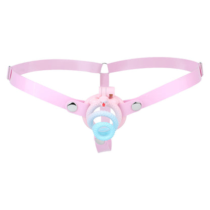Soft Slicone Strap for Chastity Cages CockCage Belt for Men and Sissy - Light Pink & Black