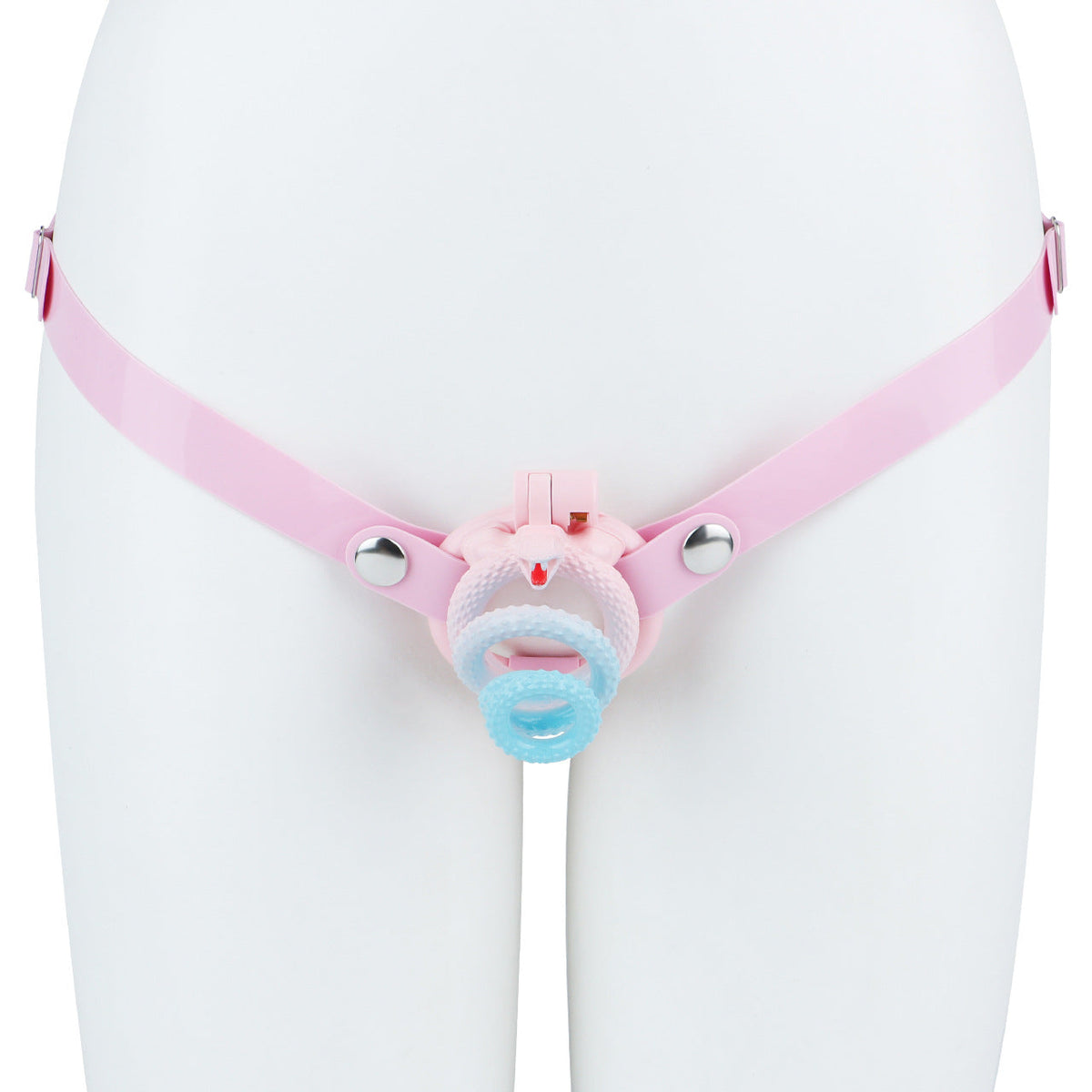 Soft Slicone Strap for Chastity Cages CockCage Belt for Men and Sissy - Light Pink & Black