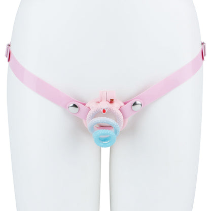 Soft Slicone Strap for Chastity Cages CockCage Belt for Men and Sissy - Light Pink & Black