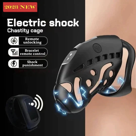 Wireless Remote Electric Shock Chastity Cage Set - KeepMeLocked