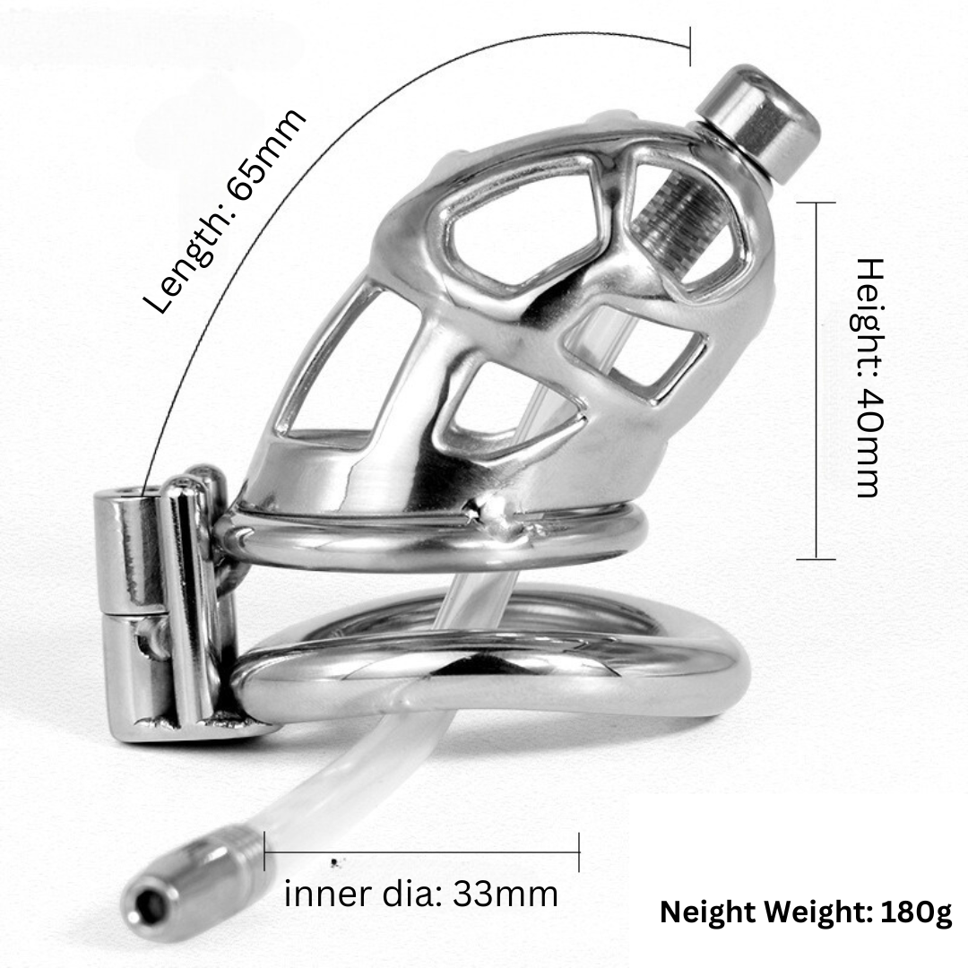 metal cock cage with urethral tube