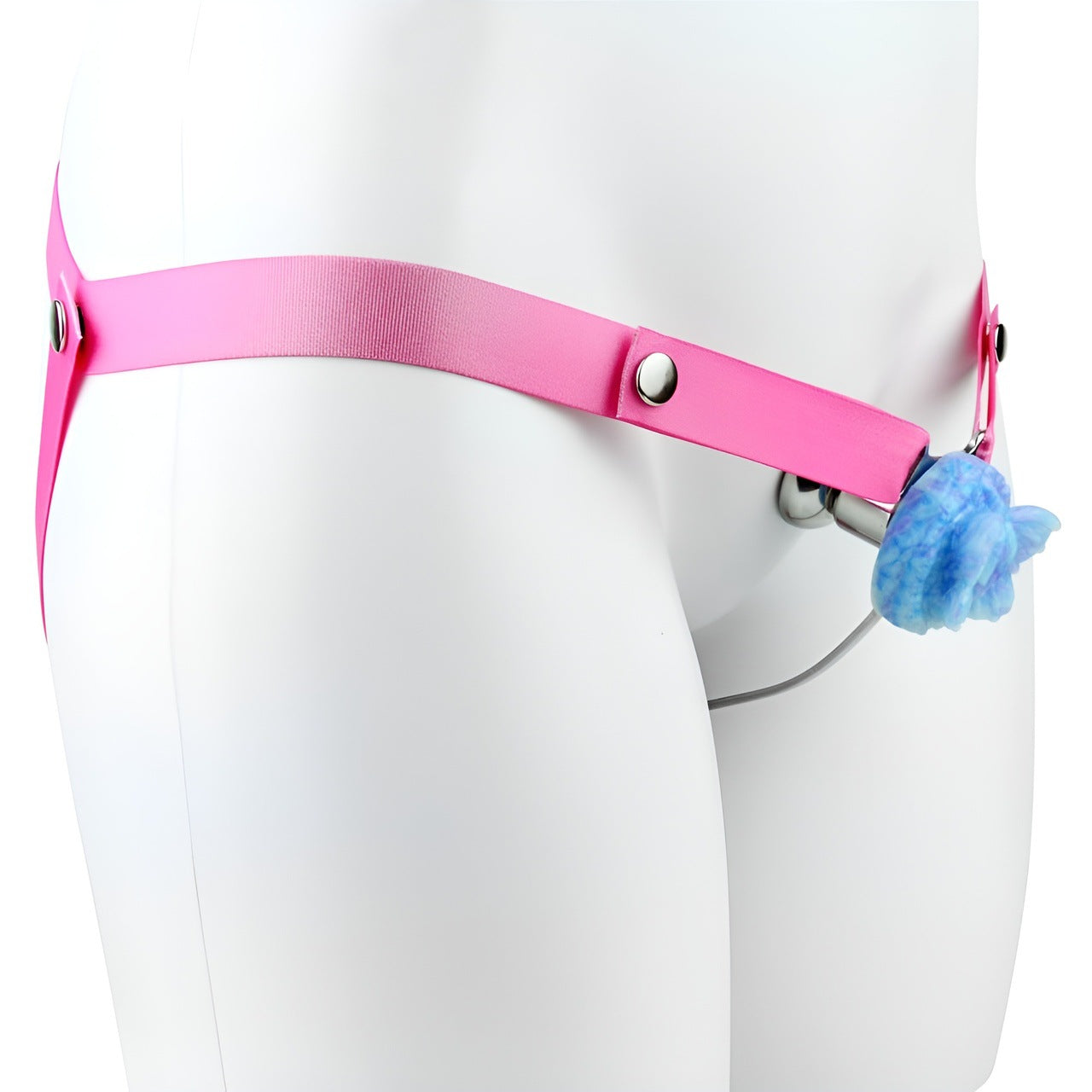 sissy chastity cage inverted cock belt with blue butterfly