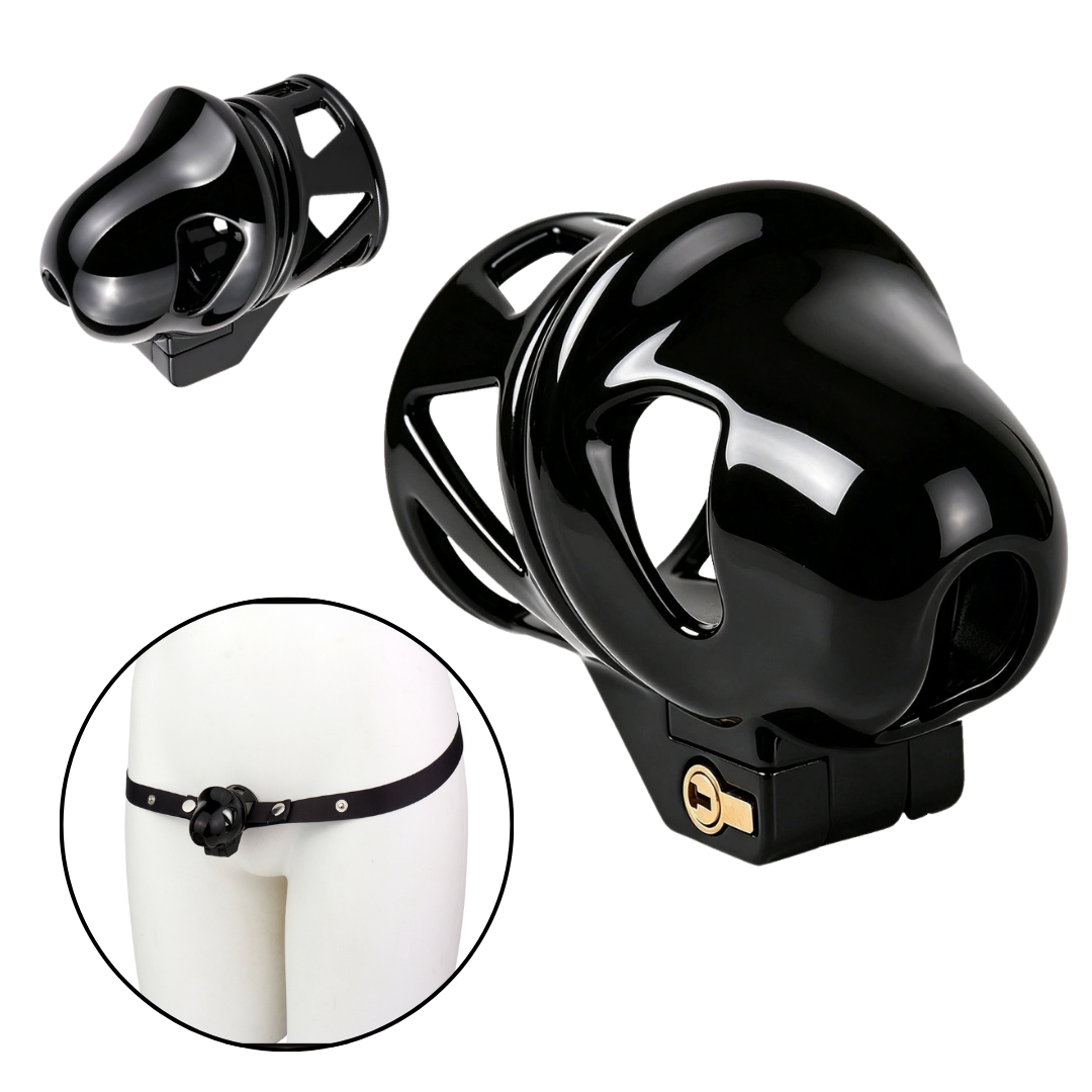 Premium Black Glans Chastity Cage
