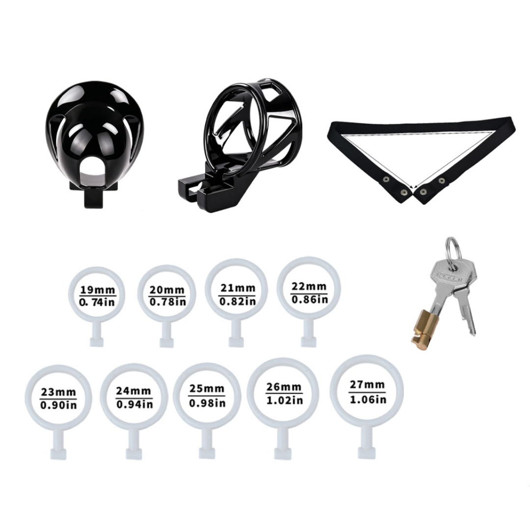 Black Glans Chastity Lock Male Cock Cage BDSM Penis Restraint Devices