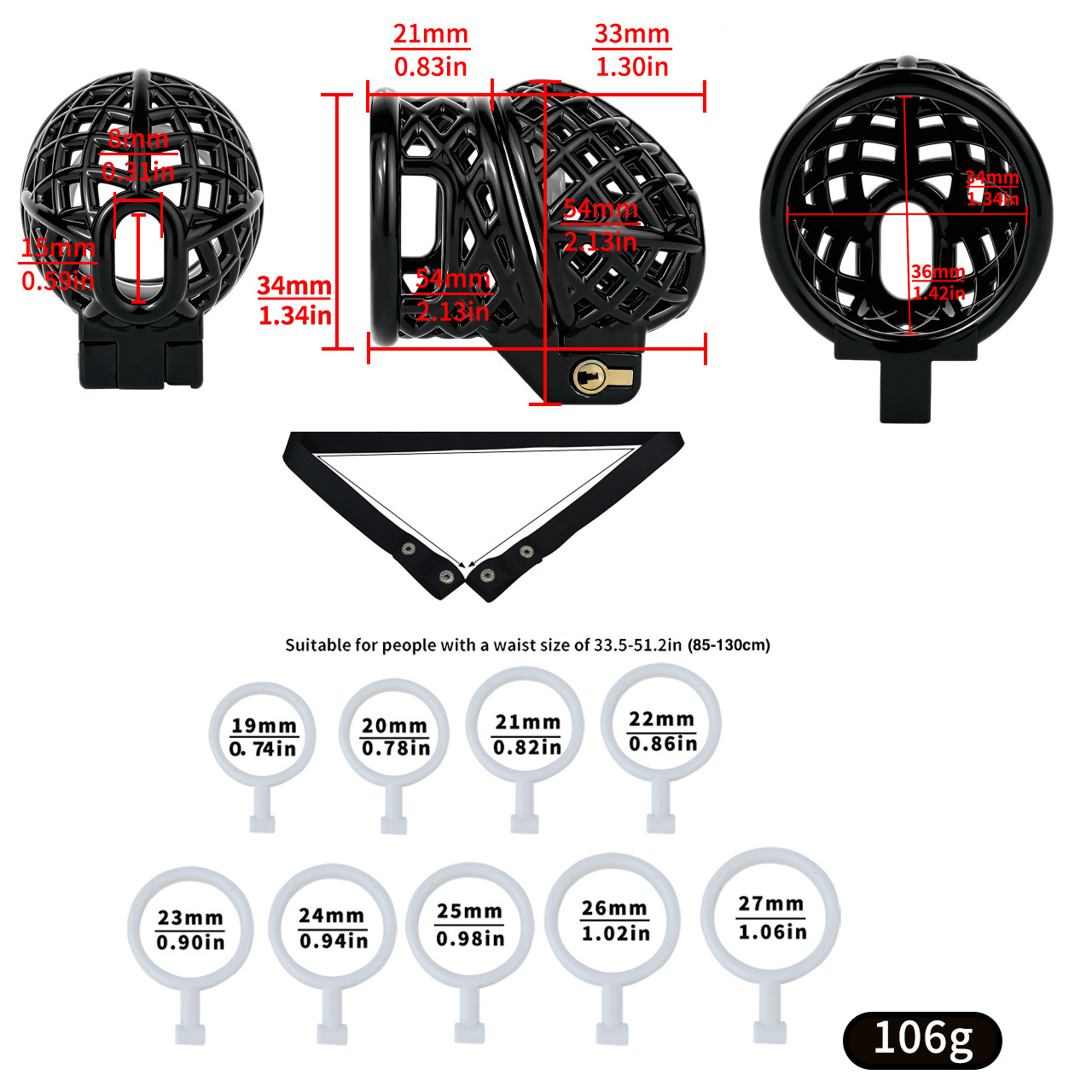 Lightweight Nest Glans Chastity Lock Black Pink Resin Cock Cage for Men and Sissy