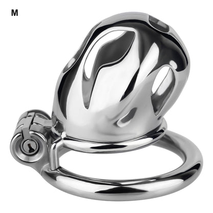 Silver Metal Cobra Chastity Cage Small Medium Large Cock Lock for Men