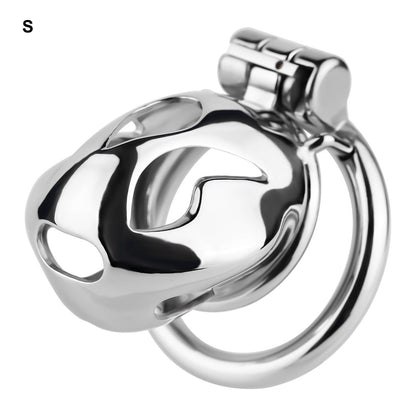 Silver Metal Cobra Chastity Cage Small Medium Large Cock Lock for Men