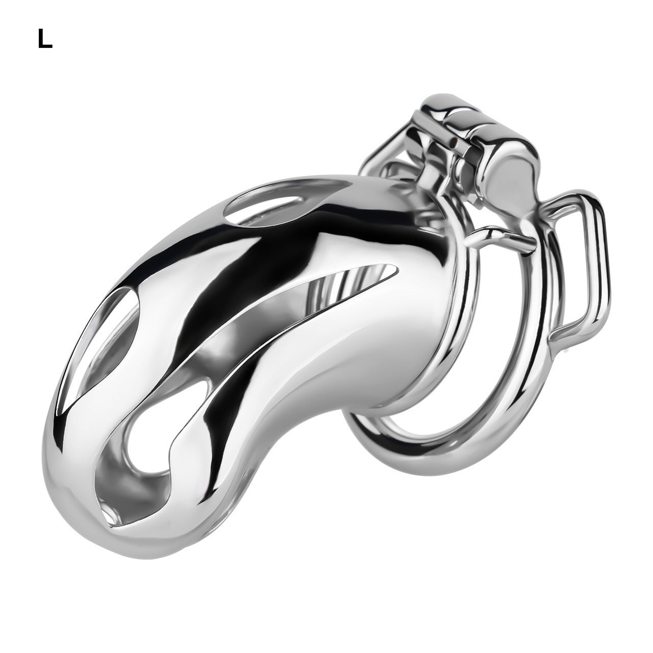Silver Metal Cobra Chastity Cage Small Medium Large Cock Lock for Men
