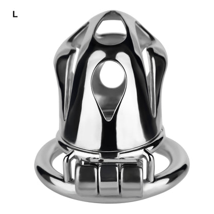 Silver Metal Cobra Chastity Cage Small Medium Large Cock Lock for Men