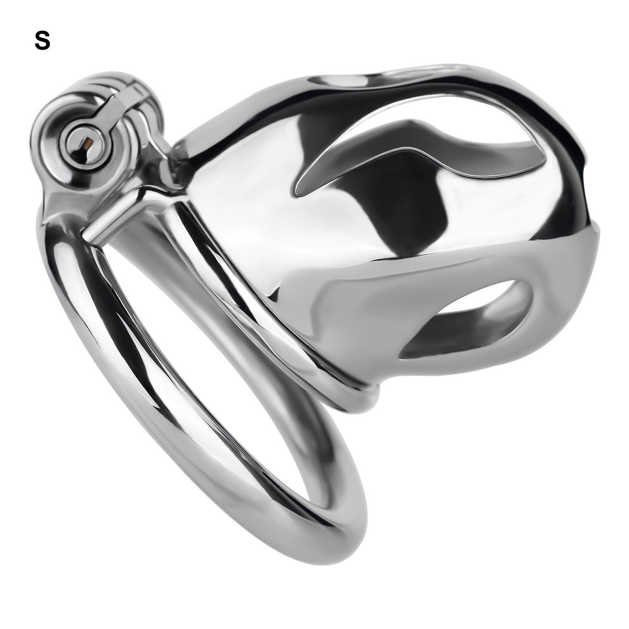Silver Metal Cobra Chastity Cage Small Medium Large Cock Lock for Men