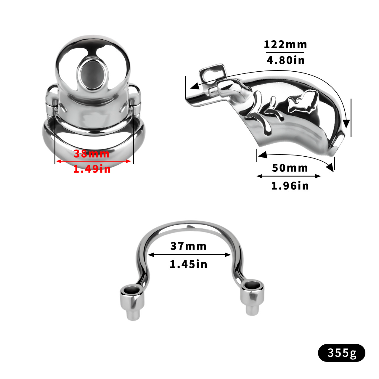 Metal Fishmouth Chastity Cage with Anti-Drop Ring and Realistic Pussy Pee Tube