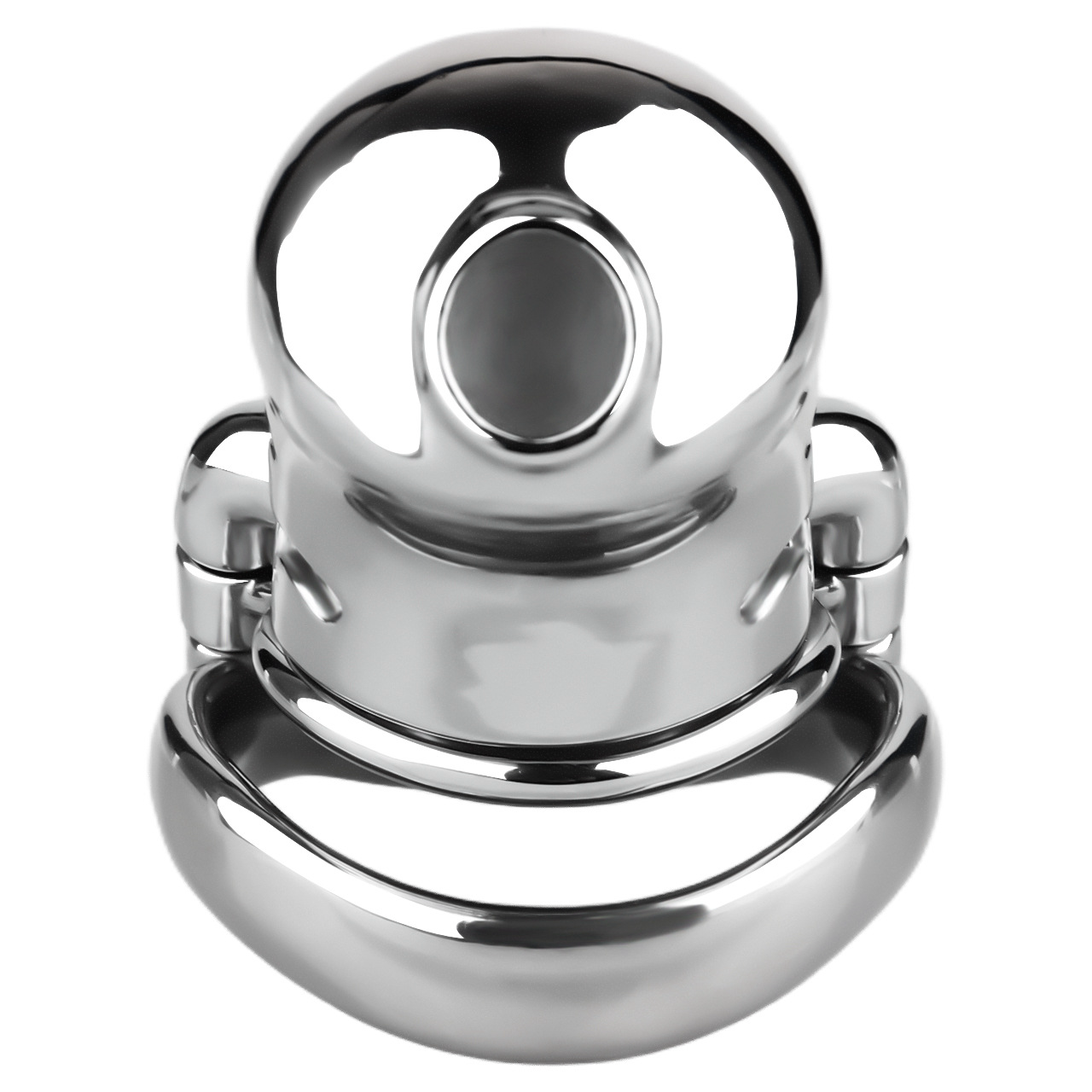 Metal Fishmouth Chastity Cage with Anti-Drop Ring and Realistic Pussy Pee Tube