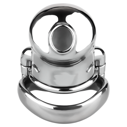 Metal Fishmouth Chastity Cage with Anti-Drop Ring and Realistic Pussy Pee Tube