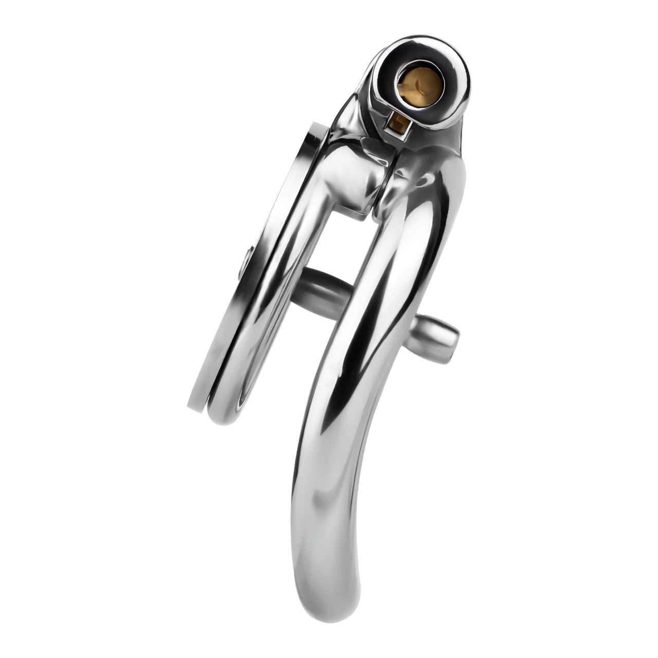 Inferno Flat Steel Chastity Cage with Removable Catheter Tube and PU Strap