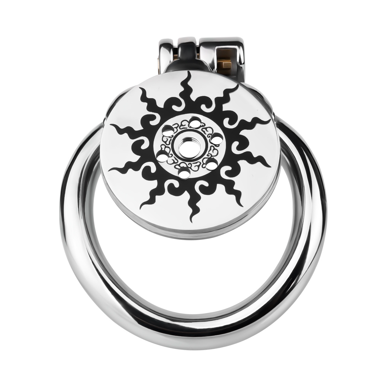 Inferno Flat Steel Chastity Cage with Removable Catheter Tube and PU Strap