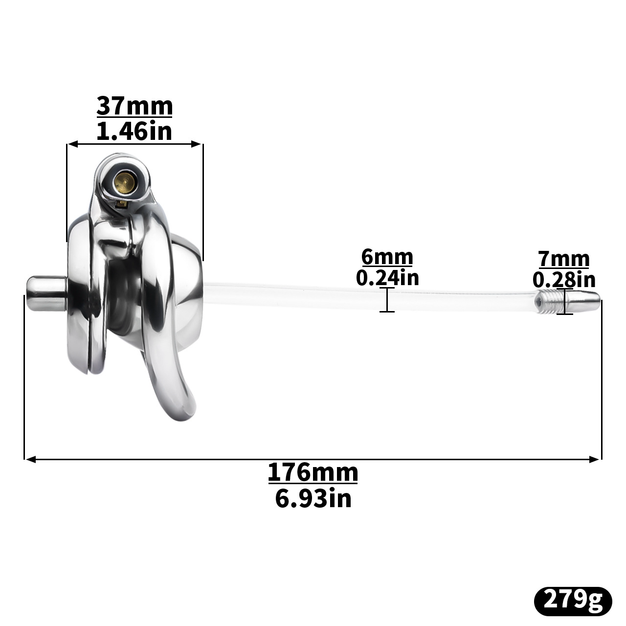 Cage de chasteté micro inversée avec cathéter amovible en silicone